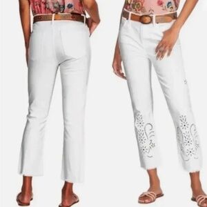 Johnny Was Pashmina White Eyelet Jeans Sz 28